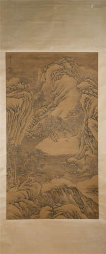 A CHINESE PAINTING MOUNTAINS LANDSCAPE