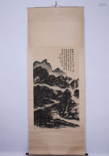 A CHINESE INK PAINTING MOUNTAINS LANDSCAPE