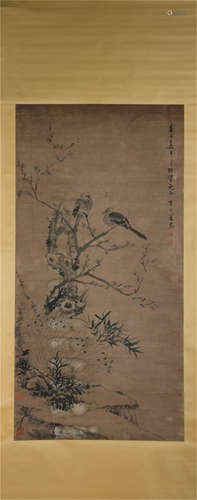 A CHINESE PAINTING BIRDS AND FLOWERS