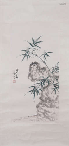 A CHINESE PAINTING BAMBOO AND STONE