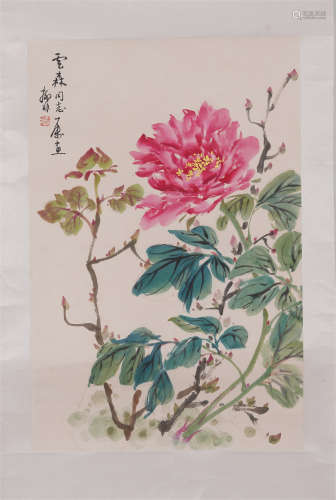 A CHINESE COLORFUL PAINTING FLOWERS