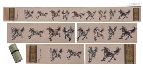 A CHINESE PAINTING TEN FINE HORSES