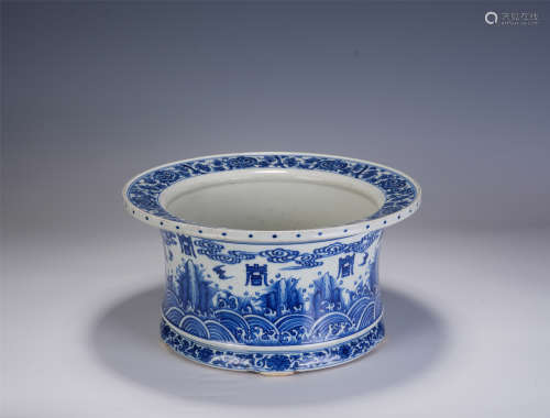 A CHINESE BLUE AND WHITE PORCELAIN WATER WASHER