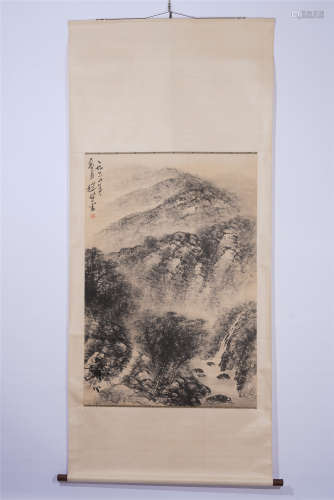 A CHINESE PAINTING MOUNTAINS LANDSCAPE