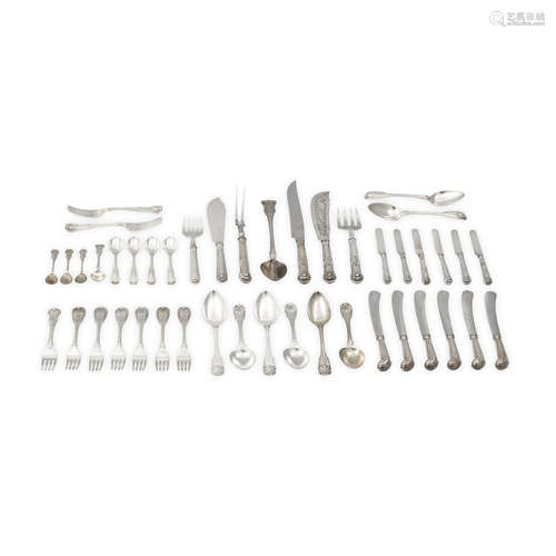 AN ASSEMBLED ENGLISH AND SCOTTISH SILVER FLATWARE SERVICE by...