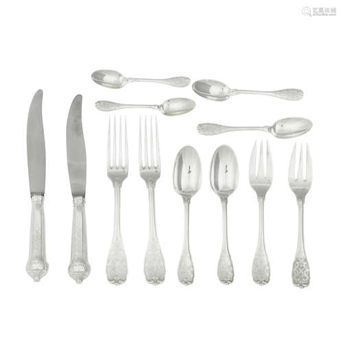 A FRENCH STERLING SILVER PARTIAL FLATWARE SERVICE by Emile P...