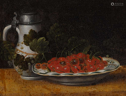 Dutch School (18th century) A still life with a bowl of cher...