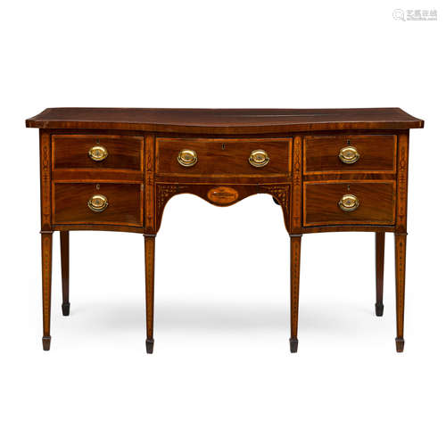 A GEORGE III INLAID MAHOGANY SERPENTINE FRONT SIDEBOARD Earl...