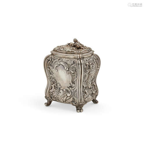 A GEORGE II SILVER TEA CADDY by Elizabeth Godfrey, London, 1...