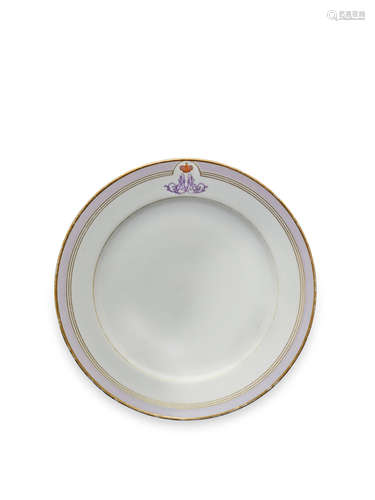 TWO RUSSIAN PORCELAIN DINNER PLATES WITH IMPERIAL MONOGRAMS ...