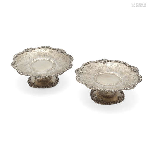 A PAIR OF AMERICAN SILVER-GILT TAZZE by Marcus & Co., New Yo...