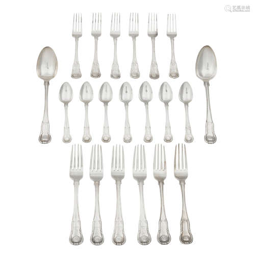 AN ASSEMBLED IRISH SILVER FLATWARE SERIVCE by various makers...