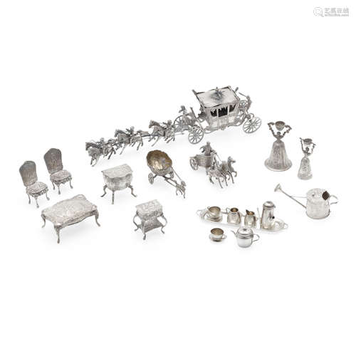 A GROUP OF CONTINENTAL AND ENGLISH SILVER MINIATURES by vari...