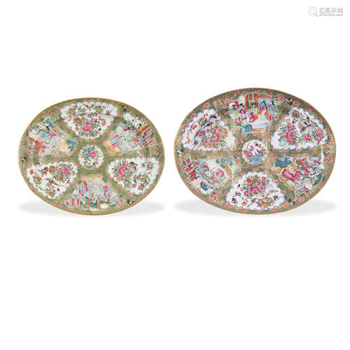 TWO CHINESE ROSE MEDALLION PORCELAIN PLATTERS Mid-19th centu...