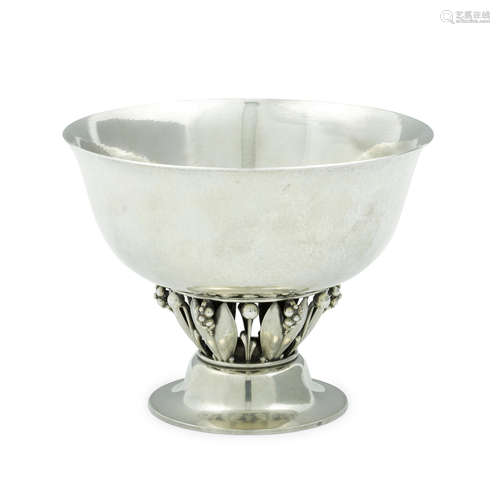 A DANISH STERLING SILVER FOOTED BOWL by Georg Jensen, Copenh...