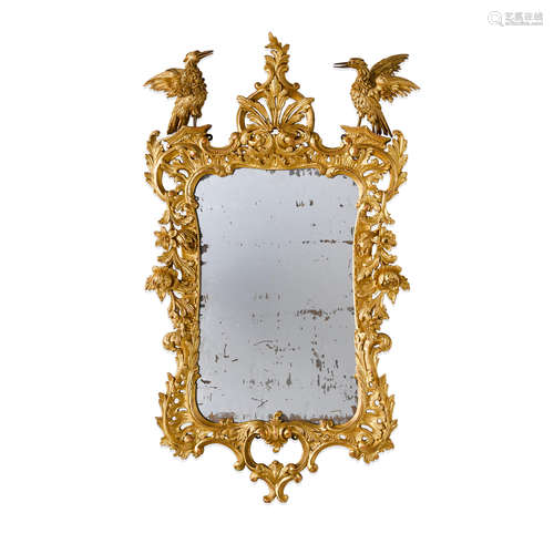 A GEORGE II STYLE GILTWOOD MIRROR 19th century