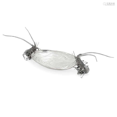 AN ITALIAN STERLING SILVER LOBSTER AND SHELL-FORM CENTERBOWL...