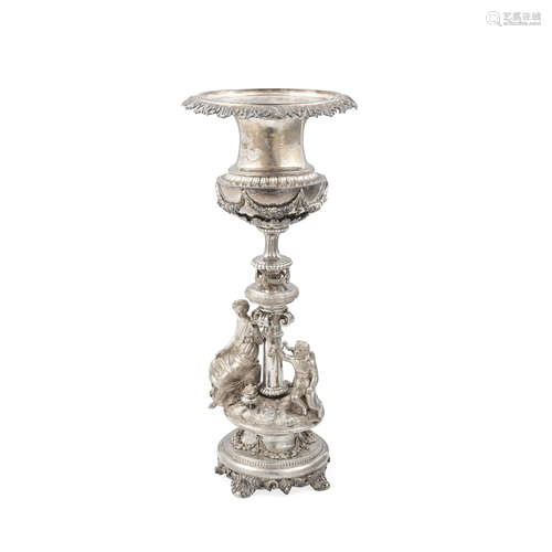 A SWEDISH SILVER FIGURAL WINE COOLER ON STAND by Gustav Moll...