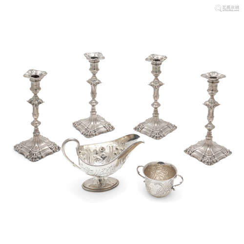 A GROUP OF SIX ENGLISH SILVER TABLE ARTICLES by various make...