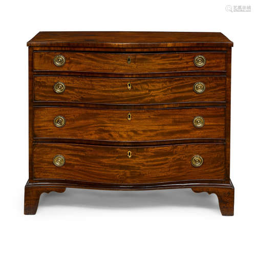 A GEORGE III MAHOGANY SERPENTINE FRONT CHEST Late 18th centu...