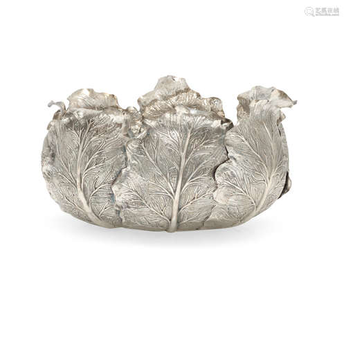 AN ITALIAN STERLING SILVER CABBAGE-FORM CENTER BOWL marked M...