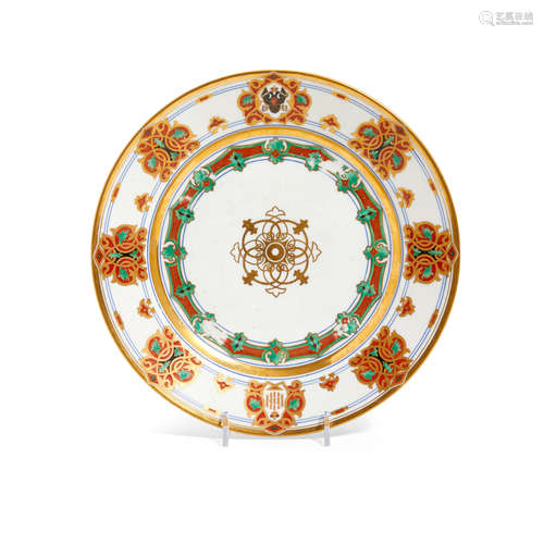 A RUSSIAN PORCELAIN PLATE FROM THE SERVICE OF THE GRAND DUKE...