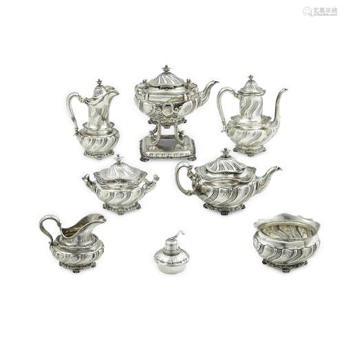 AN ASSEMBLED AMERICAN STERLING SILVER SEVEN-PIECE COFFEE AND...