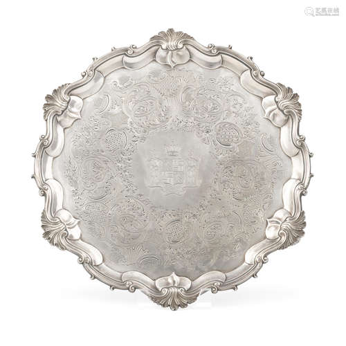 A GEORGE II SILVER FOOTED SALVER by Alexander Johnston, Lond...