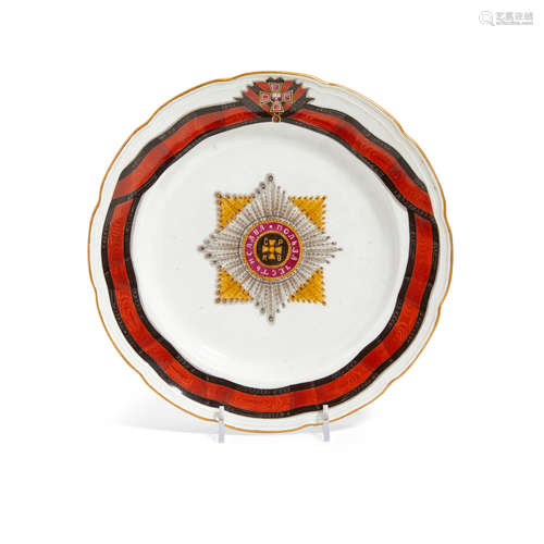 A RUSSIAN PORCELAIN PLATE FROM THE SERVICE OF THE ORDER OF S...