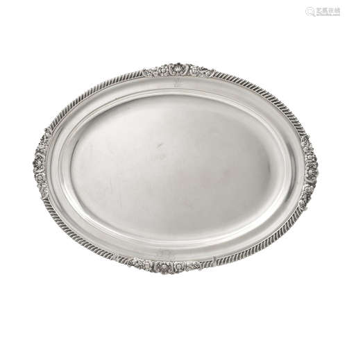 A GEORGE III SILVER OVAL TRAY by James Kirby & Joseph Waterh...