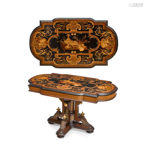 AN AMERICAN RENAISSANCE REVIVAL GILT BRONZE MOUNTED MARQUETR...