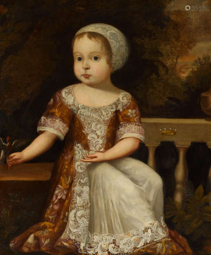 Anglo-Dutch School (18th century) A portrait of a child hold...