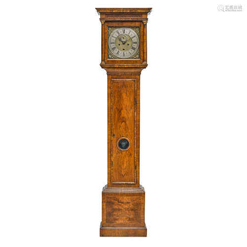 A GEORGE III WALNUT TALL CASE CLOCK 18th century