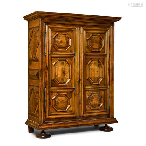 A BAROQUE STYLE WALNUT ARMOIRE Composed of Antique elements