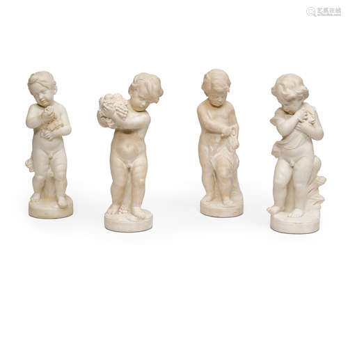 A SET OF FOUR MARBLE FIGURES EMBLEMATIC OF THE FOUR SEASONS ...