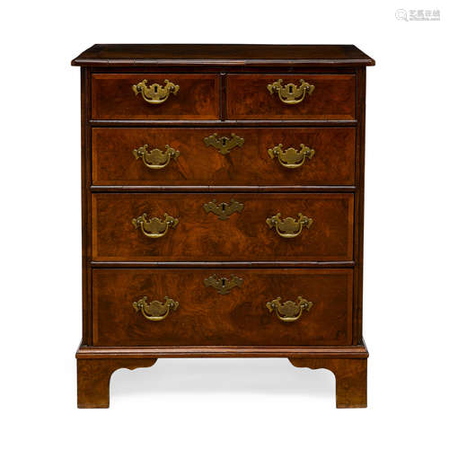 A GEORGE II STYLE WALNUT SMALL CHEST OF DRAWERS Composed of ...