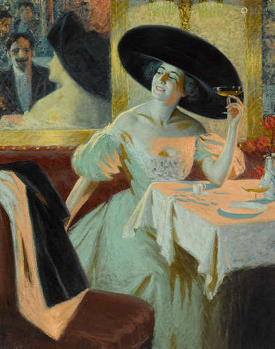 Wellington Jarard Reynolds (American, 1869-1949) Au café Par...