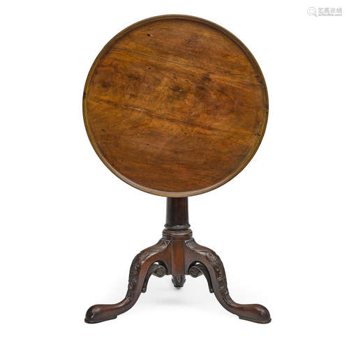 A GEORGE III CARVED MAHOGANY TILT TOP TEA TABLE Late 18th ce...