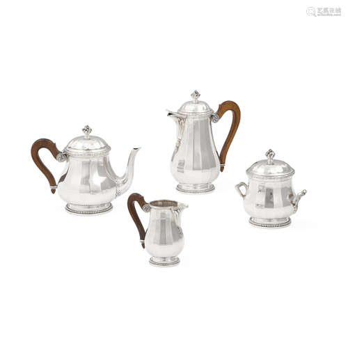 A FRENCH STERLING SILVER FOUR-PIECE COFFEE AND TEA SERVICE b...