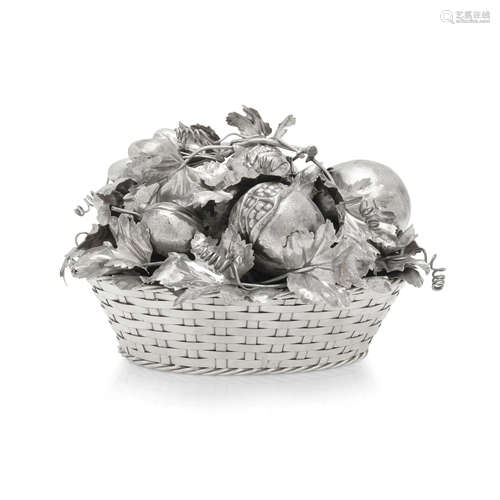 AN ITALIAN STERLING SILVER FRUIT BASKET marked M. Buccellati...