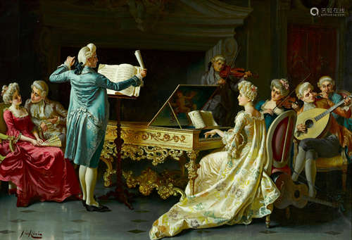 Pio Ricci (Italian, 1850-1919) Il concerto 28 1/4 x 41in (71...