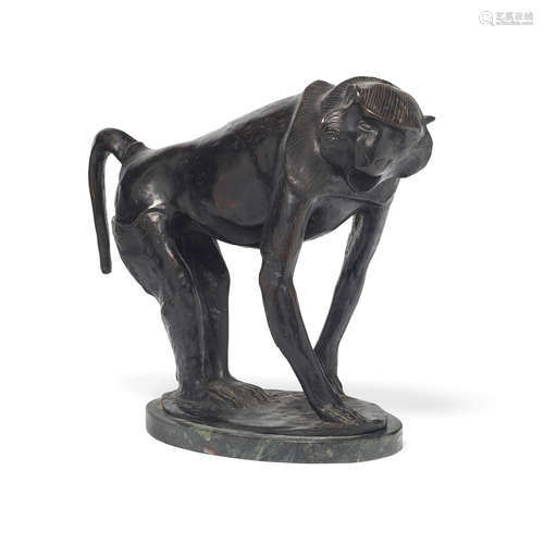 A PATINATED BRONZE FIGURE OF A BABOON: MANDRILL After Sirio ...