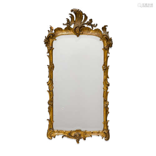 A LOUIS XV STYLE GILTWOOD MIRROR Late 19th century