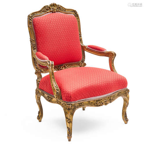 A LOUIS XV GILTWOOD FAUTEUIL À LA REINE Late 18th/19th centu...