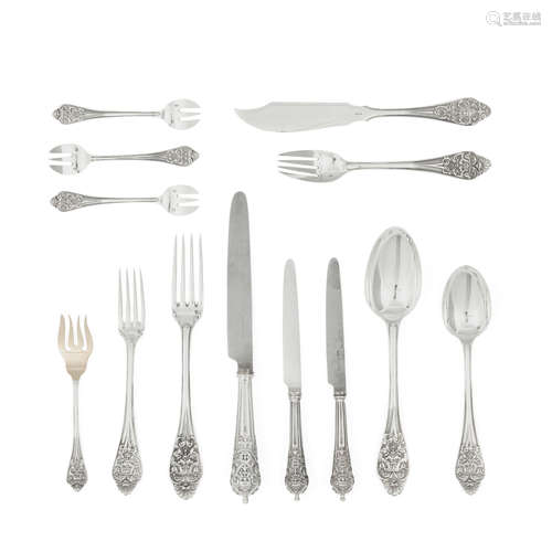 A FRENCH STERLING SILVER ASSEMBLED FLATWARE SERVICE FOR TWEL...