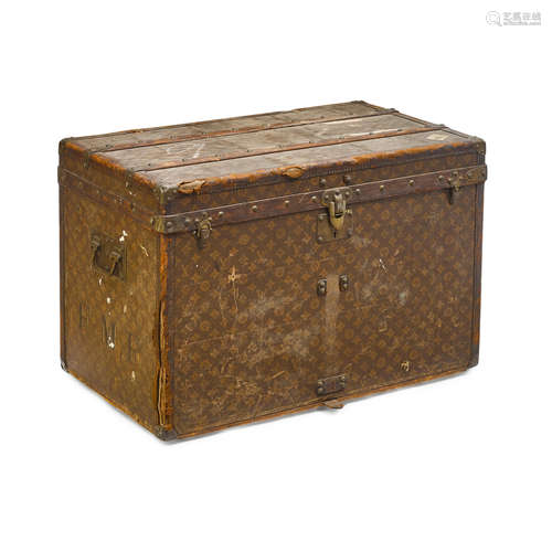 A LOUIS VUITTON MONOGRAMMED CANVAS TRUNK Circa 1910