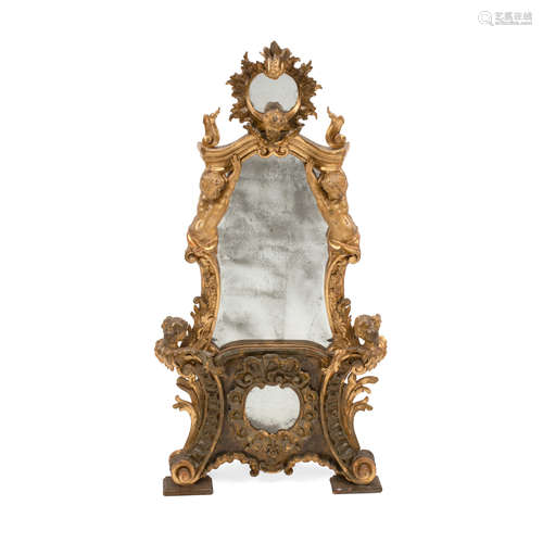 A BAROQUE STYLE GILTWOOD MIRROR