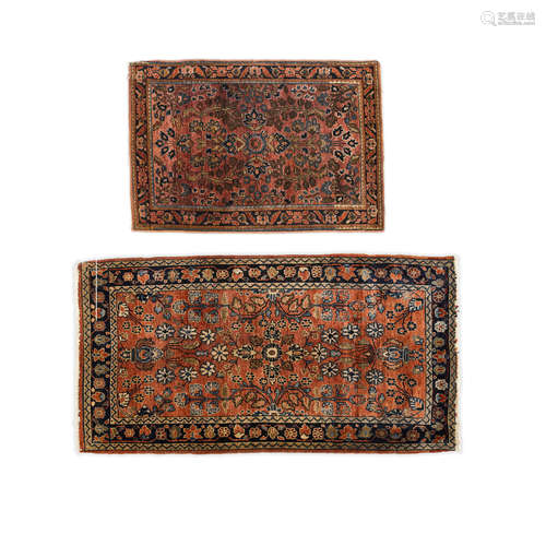 TWO SMALL SAROUK RUGS