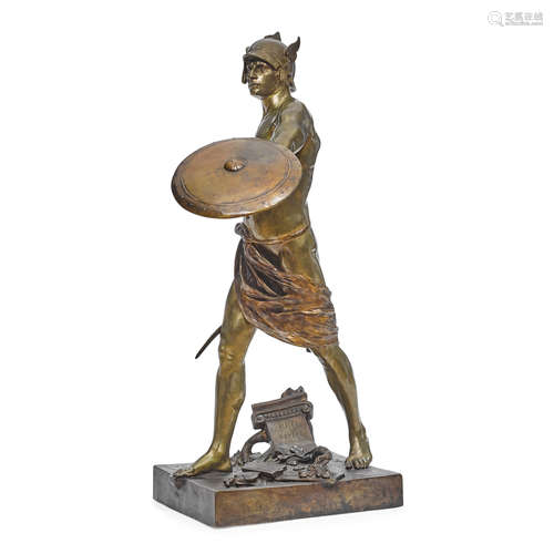 A PATINATED BRONZE FIGURE: PRO JURE After Émile-Louis Picaul...