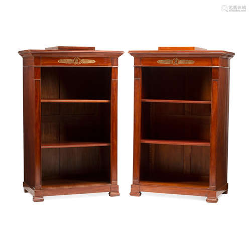 A PAIR OF EMPIRE GILT BRONZE MOUNTED MAHOGANY BOOKCASES 19th...